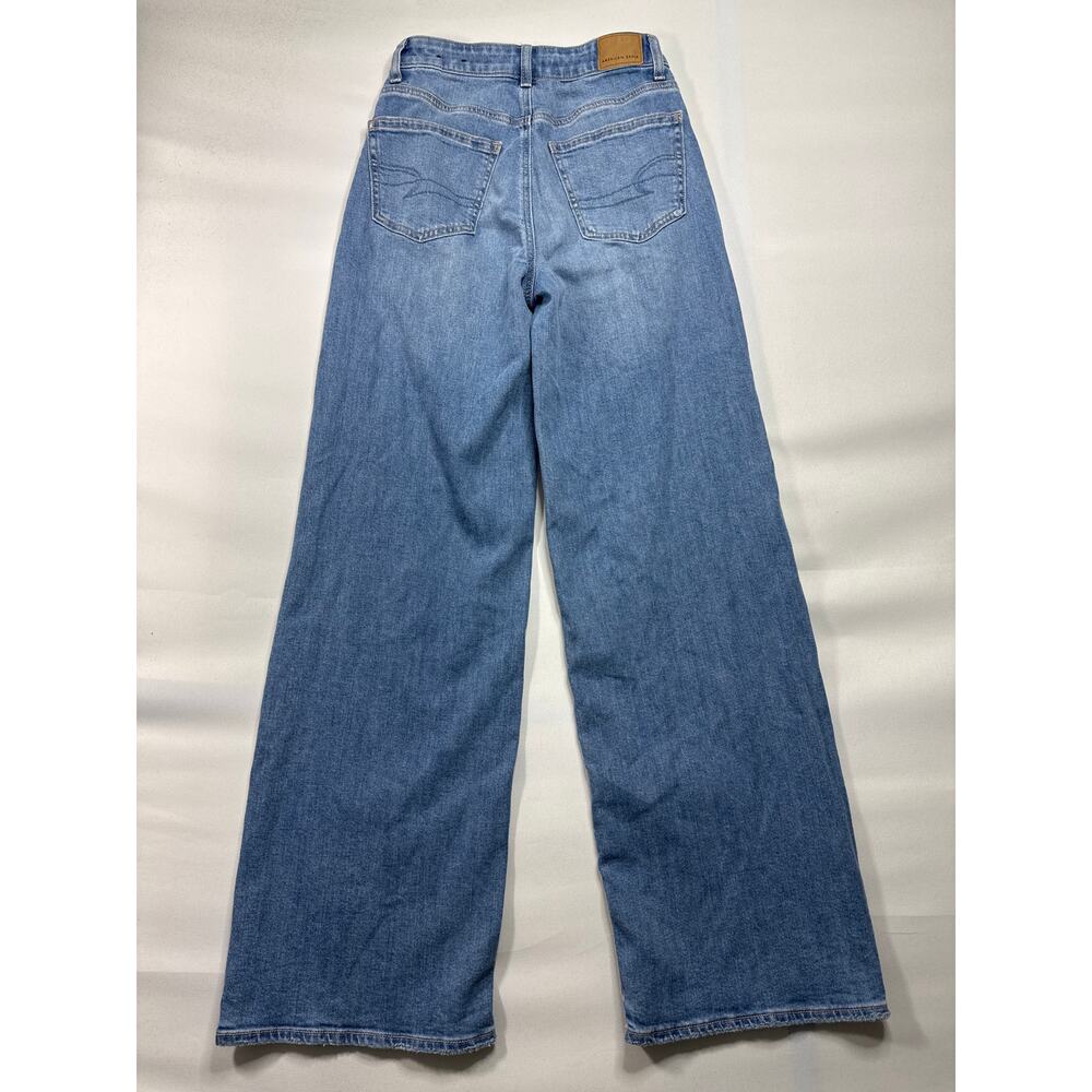 American Eagle Women's Super High Rise Baggy Wide Leg Blue Jeans - 000 (24x29.5) - Picture 2 of 6